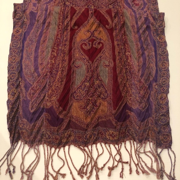 Fringed paisley scarf purple and magenta |‎ one size - Picture 4 of 7